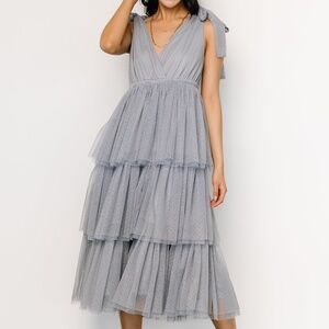 Baltic Born Tessa Tiered Tulle Tank Dress - Slate Blue (Medium)